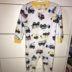 Construction fleece footed pajamas
